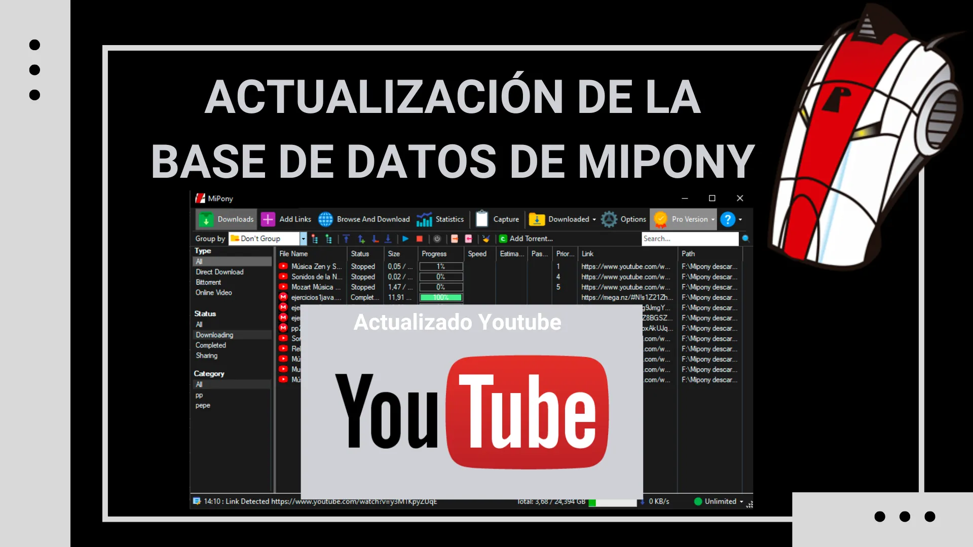 Actualización de la base de datos de Mipony