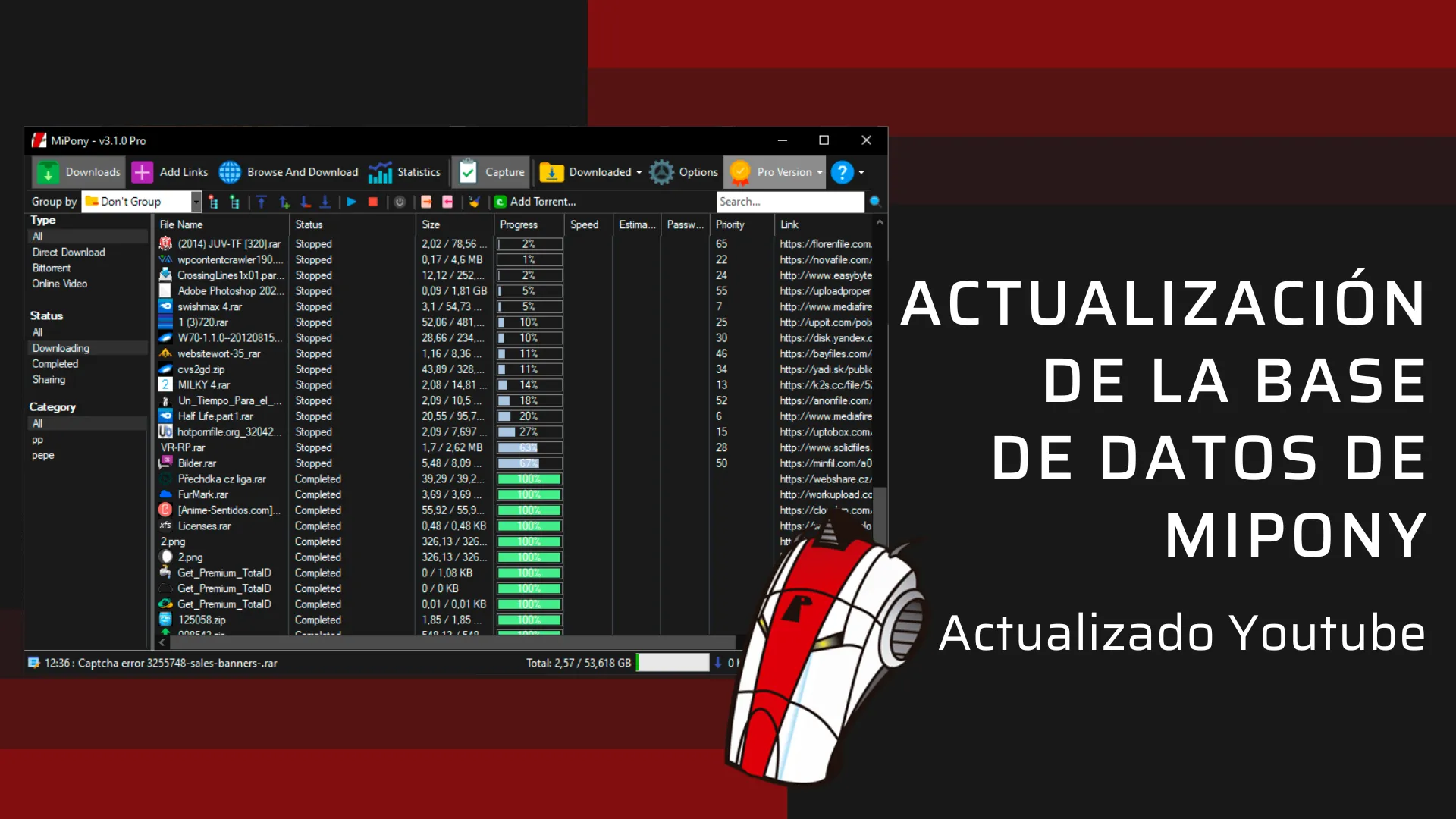 Actualización de la base de datos de Mipony
