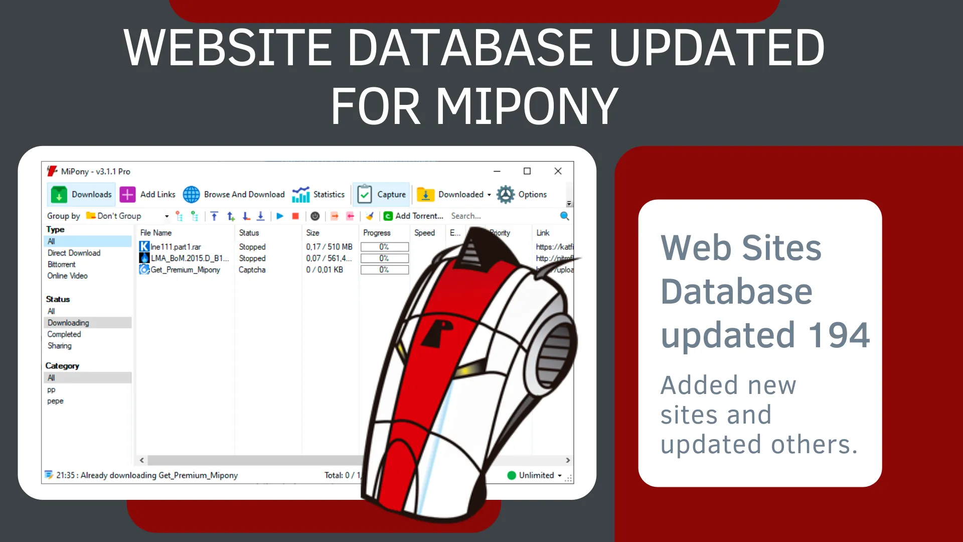 Web Sites Database updated for Mipony