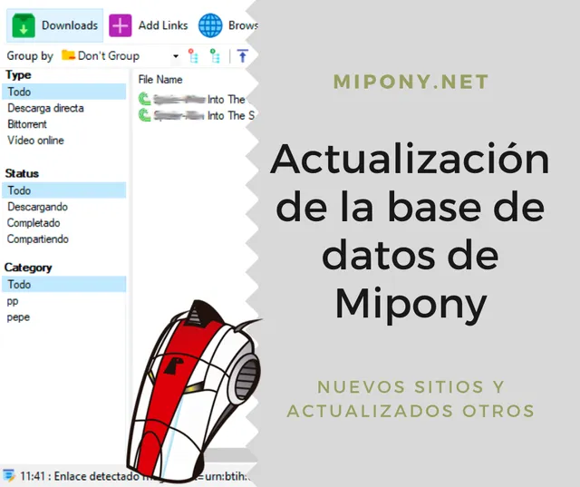 Actualización de la base de datos de Mipony
