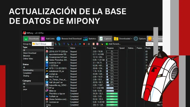 Actualización de la base de datos de Mipony