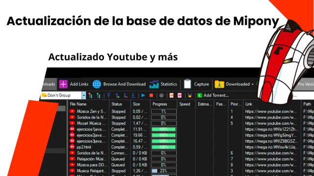 Actualización de la base de datos de Mipony