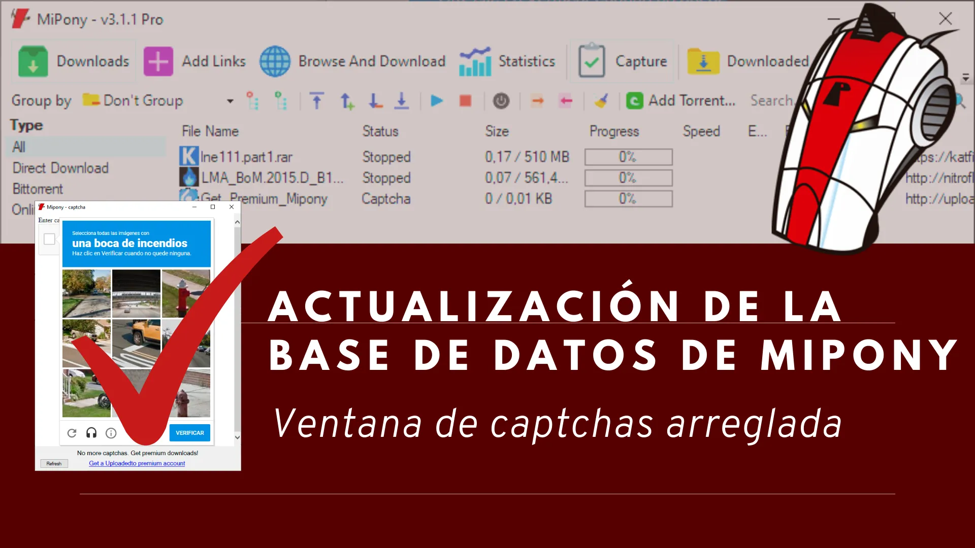 Actualización de la base de datos de Mipony