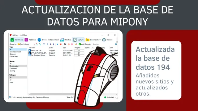 Actualización de la base de datos de Mipony