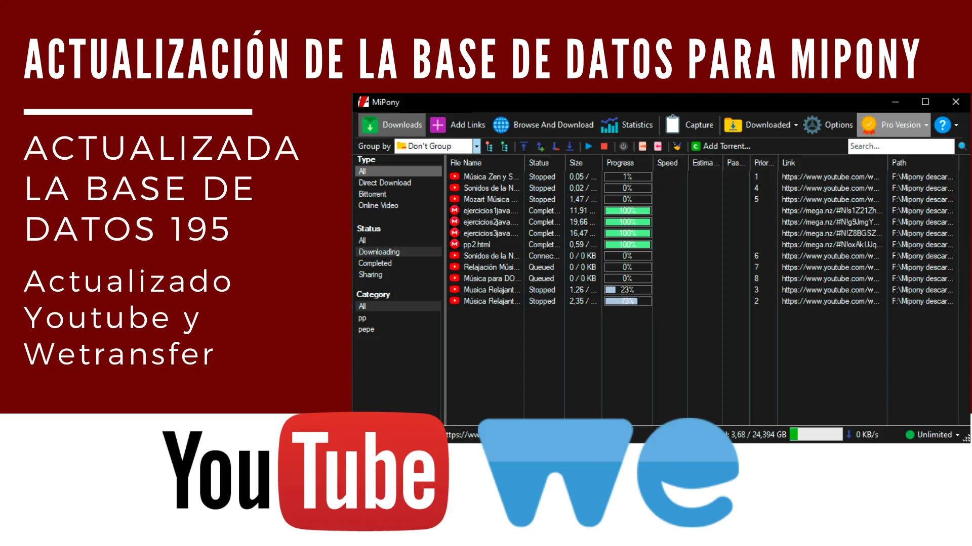 Actualización de la base de datos de Mipony