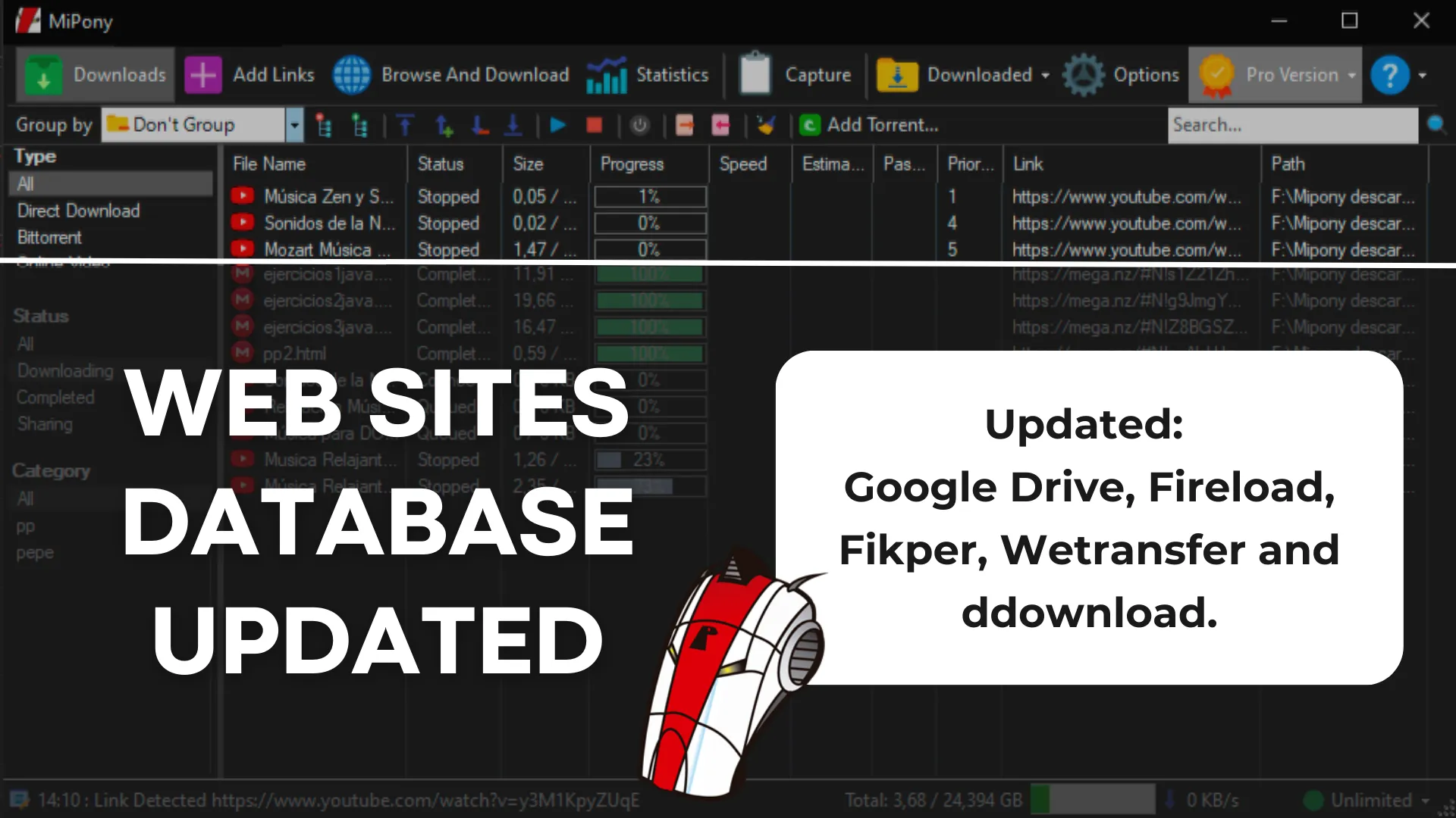 Web Sites Database updated for Mipony