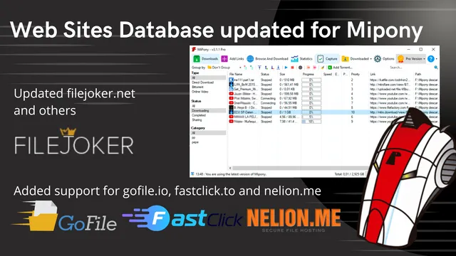 Web Sites Database updated for Mipony