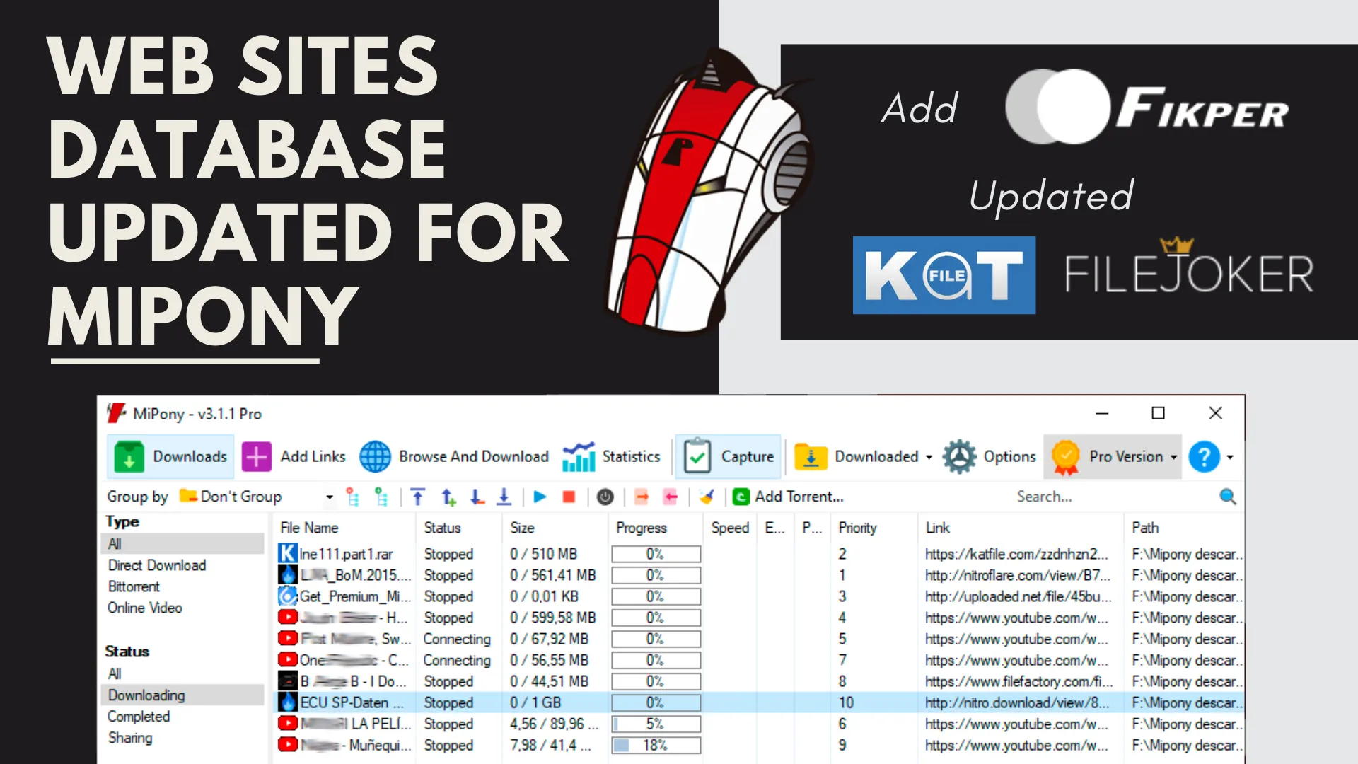 Web Sites Database updated for Mipony