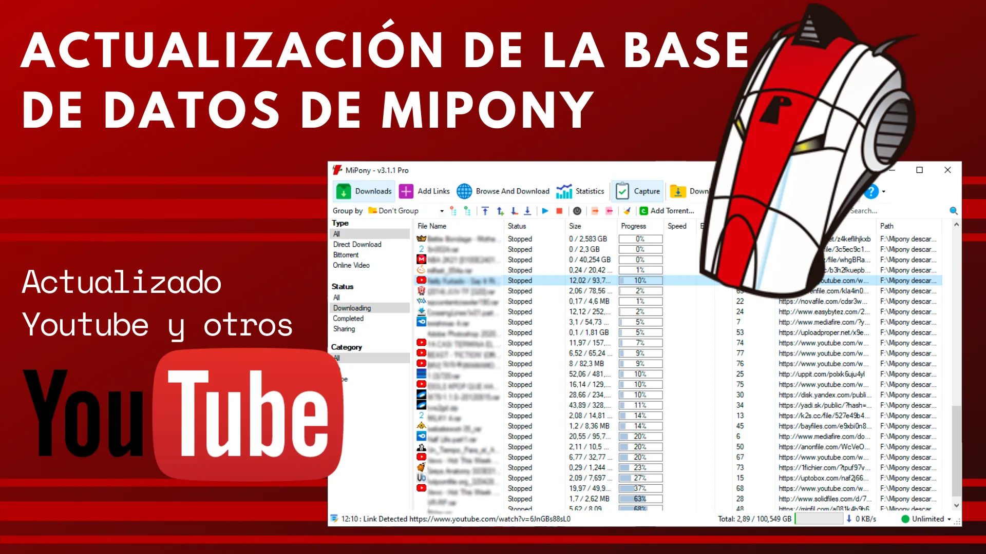 Actualización de la base de datos de Mipony