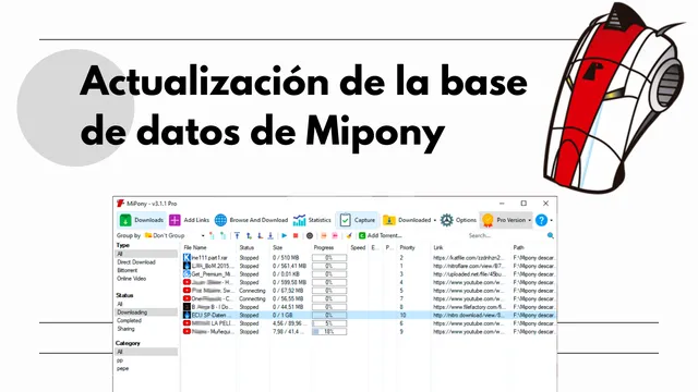 Actualización de la base de datos de Mipony