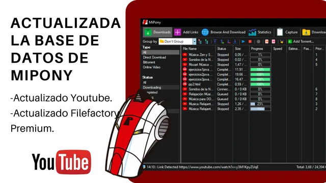 Actualización de la base de datos de Mipony