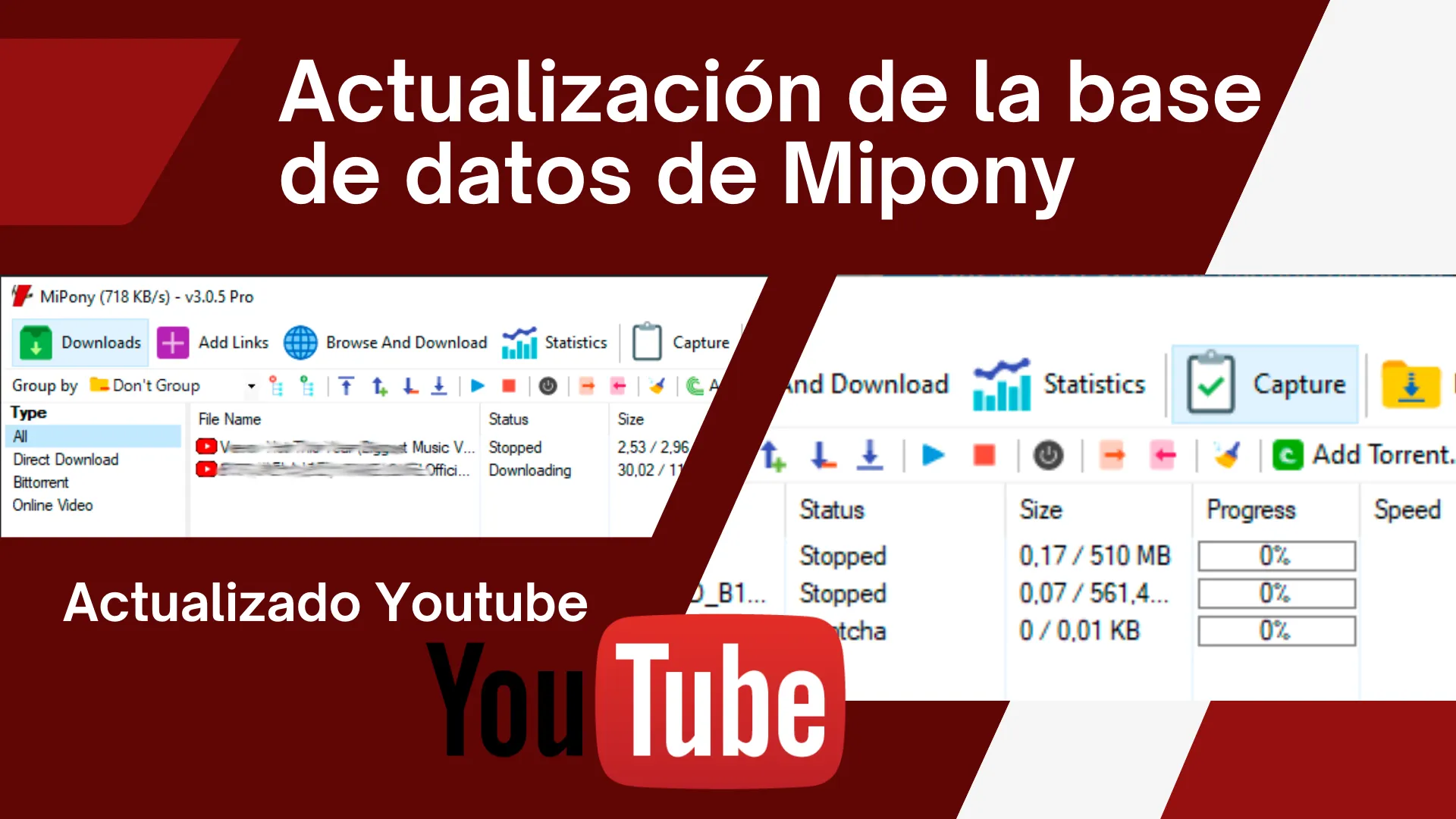 Actualización de la base de datos de Mipony
