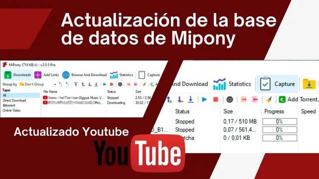 Actualización de la base de datos de Mipony
