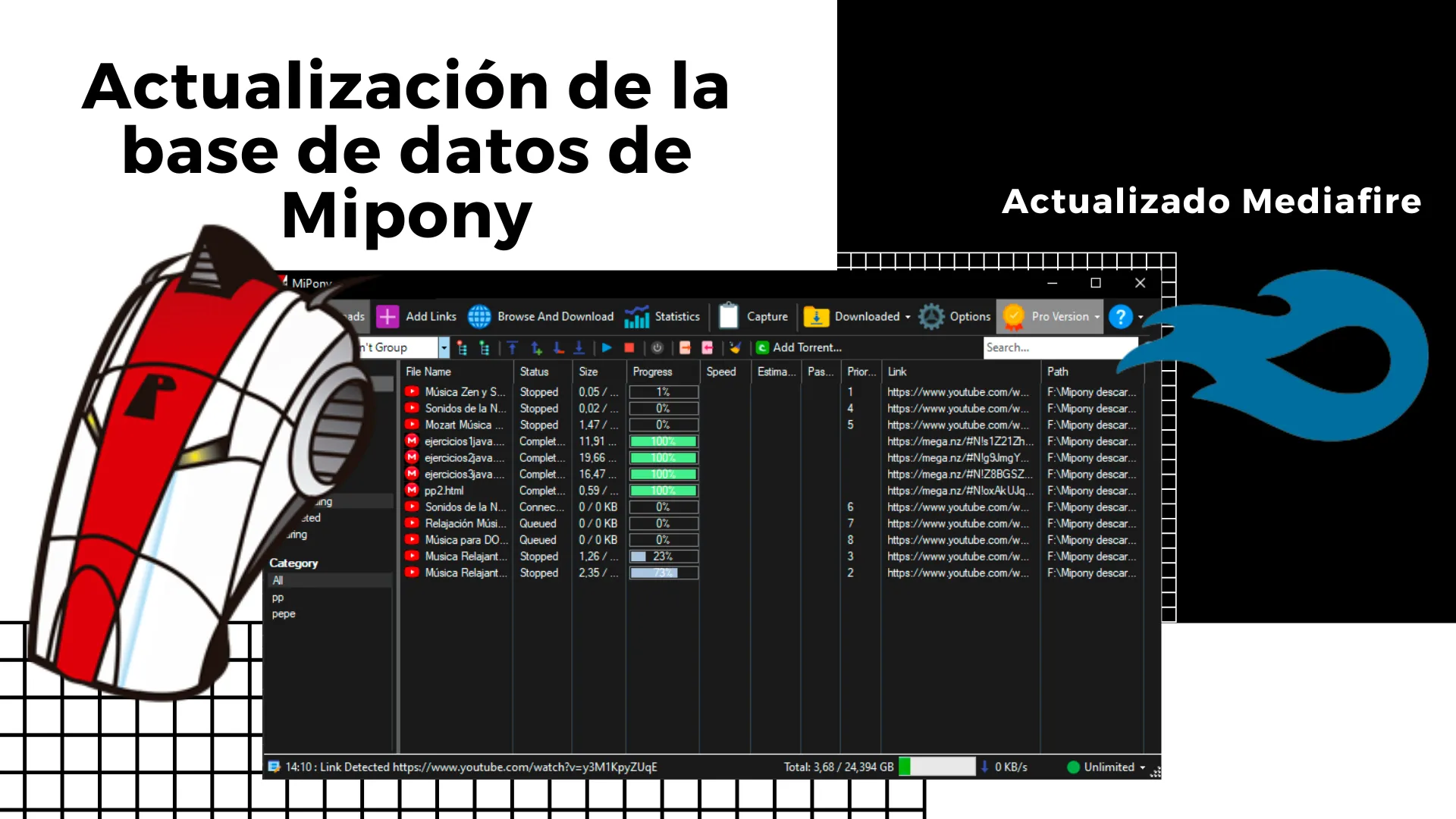 Actualización de la base de datos de Mipony