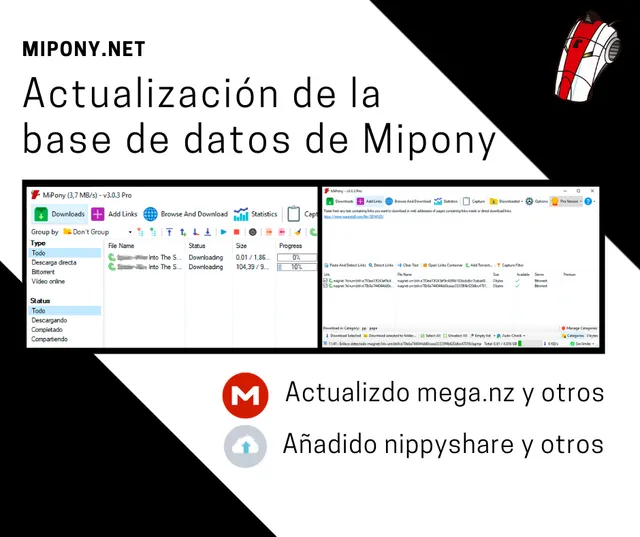Actualización de la base de datos de Mipony