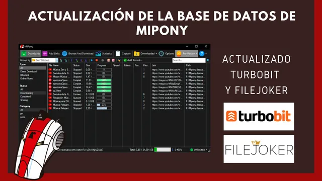 Actualización de la base de datos de Mipony