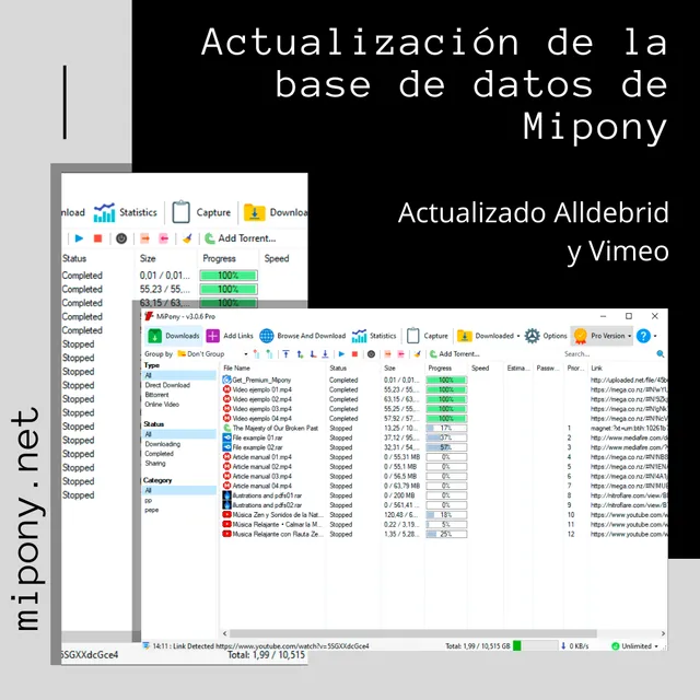 Actualización de la base de datos de Mipony