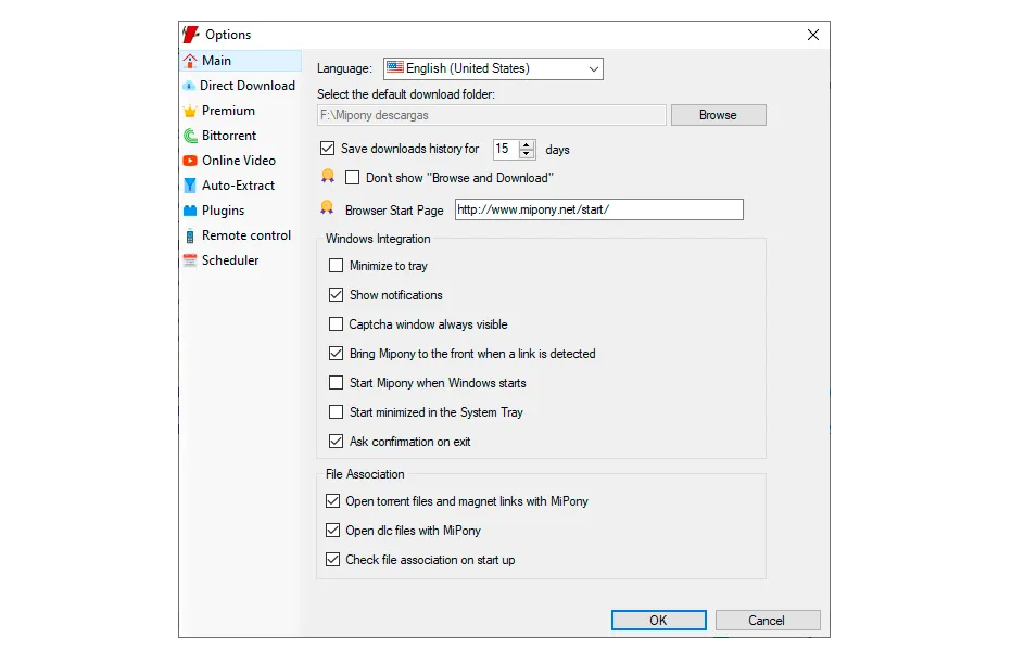 Mipony interface for Windows 7
